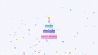 纸屑飘落生日蛋糕CSS3特效
