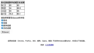 jQuery选择分类导出Excel实例