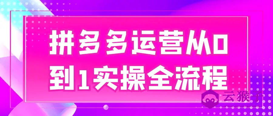 拼多多运营从0到1实操全流程,第1张 拼多多运营从0到1实操全流程,第1张
