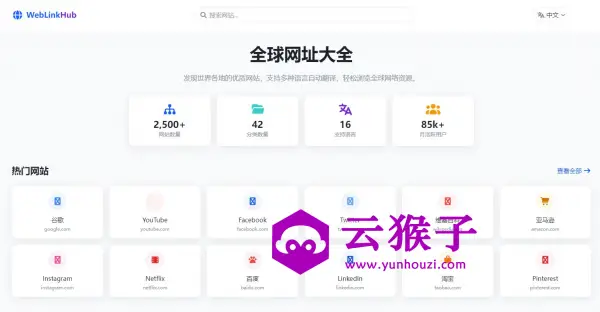 多语言简洁网址导航单页HTML源码,第1张 多语言简洁网址导航单页HTML源码,第1张