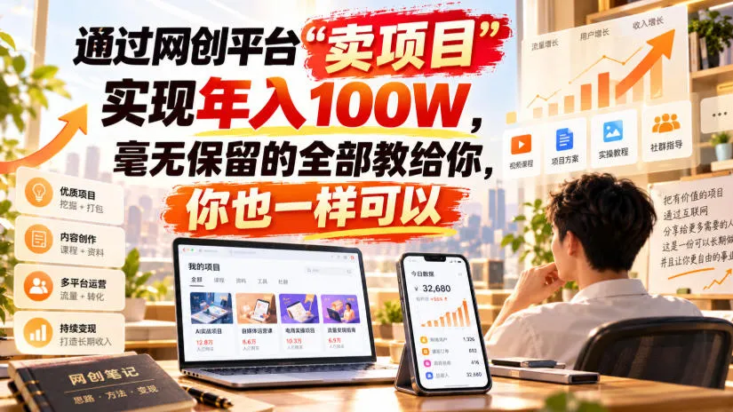 通过网创平台“卖项目”实现年入100W，毫无保留的全部教给你，你也一样可以！,第1张