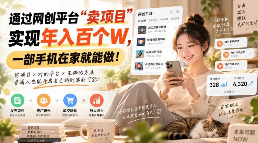 通过网创平台“卖项目”实现年入百万一部手机在家就能做!,第1张 通过网创平台“卖项目”实现年入百万一部手机在家就能做!,第1张