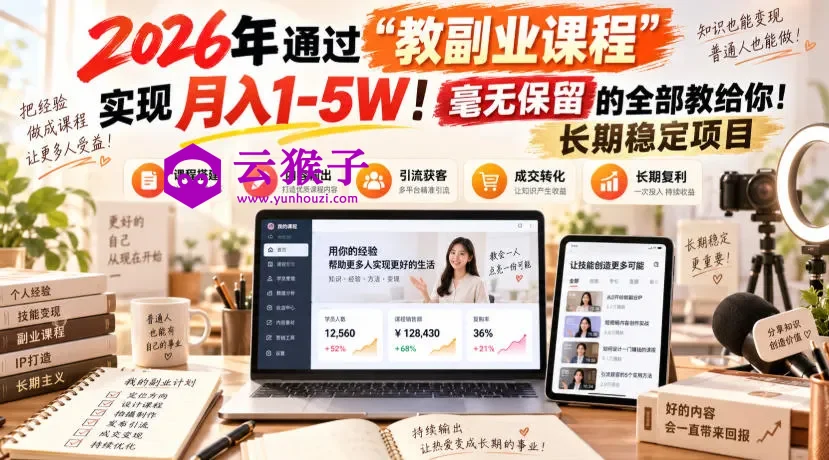 2026年通过“教副业课程”实现月入1-5W!毫无保留的全部教给你!长期稳定项目,第1张 2026年通过“教副业课程”实现月入1-5W!毫无保留的全部教给你!长期稳定项目,第1张