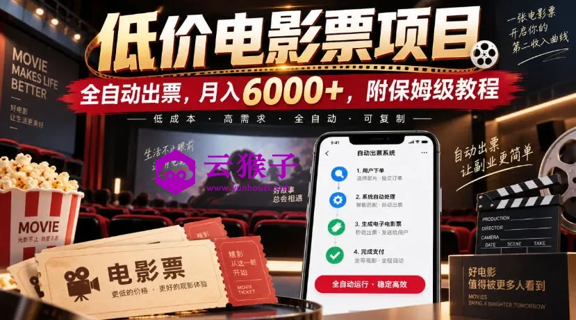 低价电影票项目，全自动出票，月入6000+，附保姆级教程,第1张